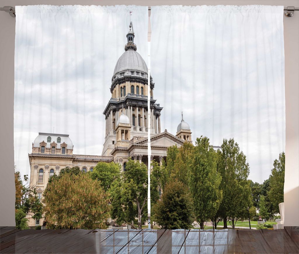 ABAKUHAUS Illinois Rustikaler Vorhang, Springfield Historic Spire, Wohnzimmer Universalband Gardinen mit Schlaufen und Haken, 280 x 225 cm, Perle B...