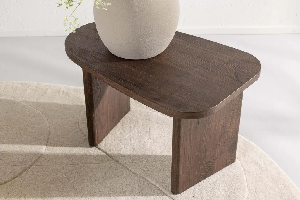 Table basse compacte Noyer FURNLUX - Solution gain de place salon chic