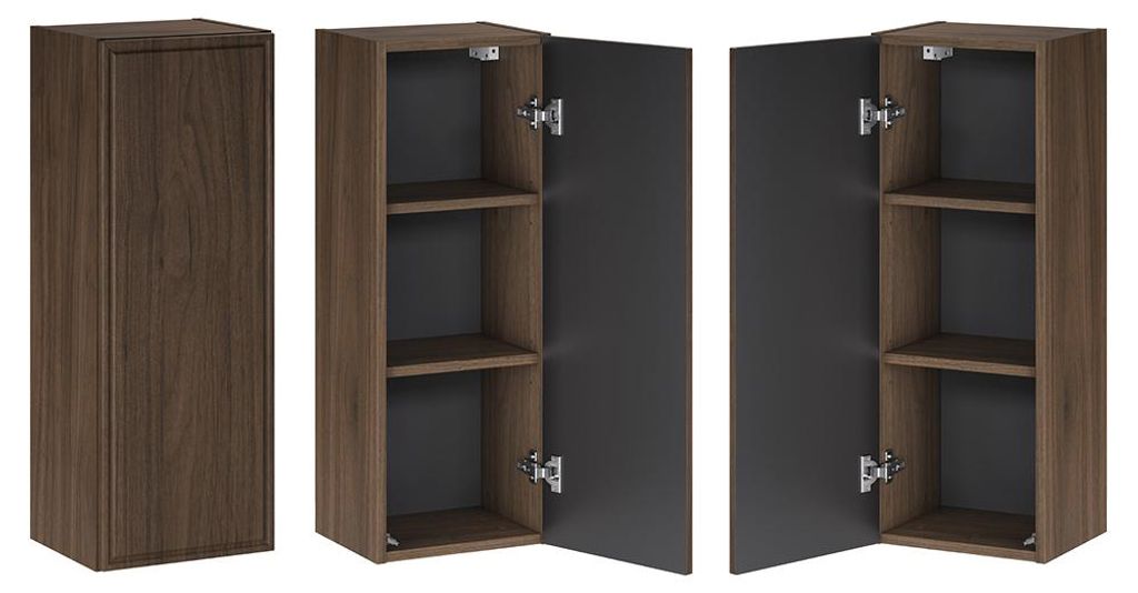 Badezimmer Hängeschrank mit 30 cm Breite in Walnuss, 1 Tür Produktbild 