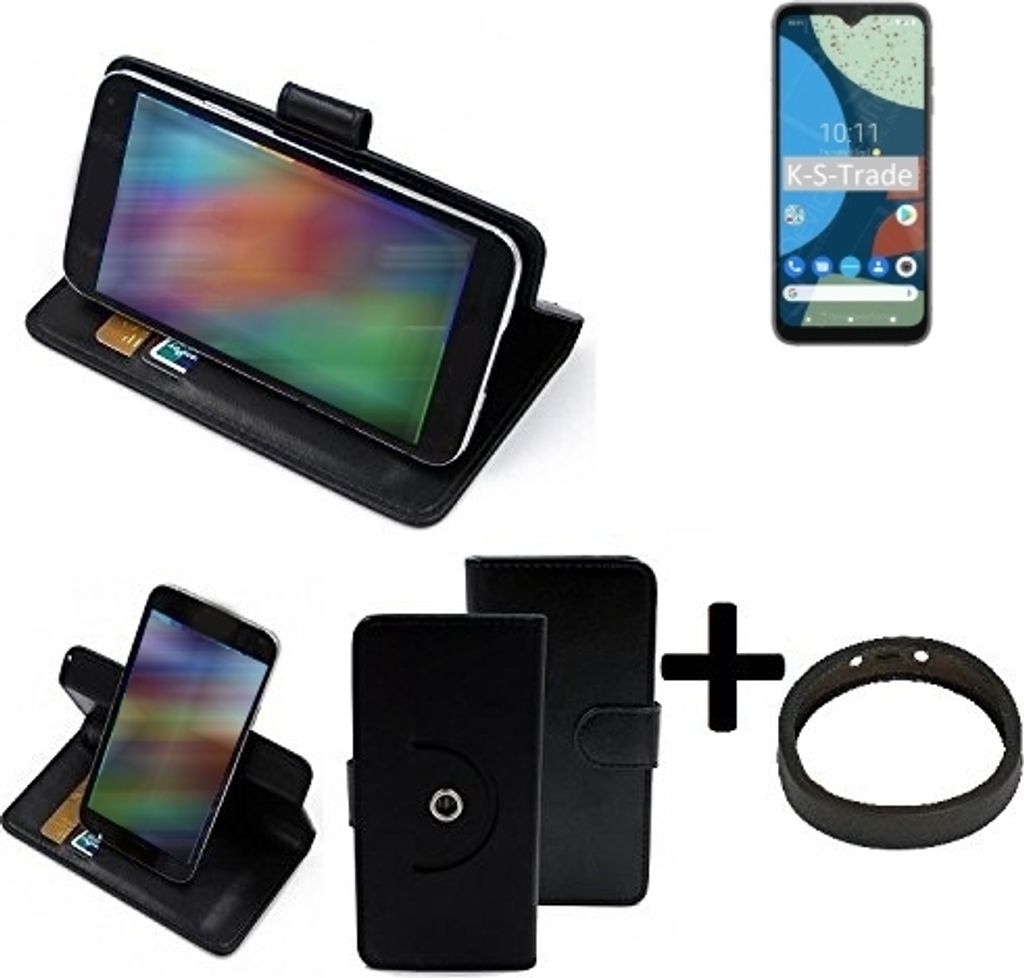 K-S-Trade Case Schutz Hülle kompatibel mit Fairphone 4 + Bumper Handy Hülle Flipcase Smartphone Cover Handy Schutz Tasche Walletcase schwarz