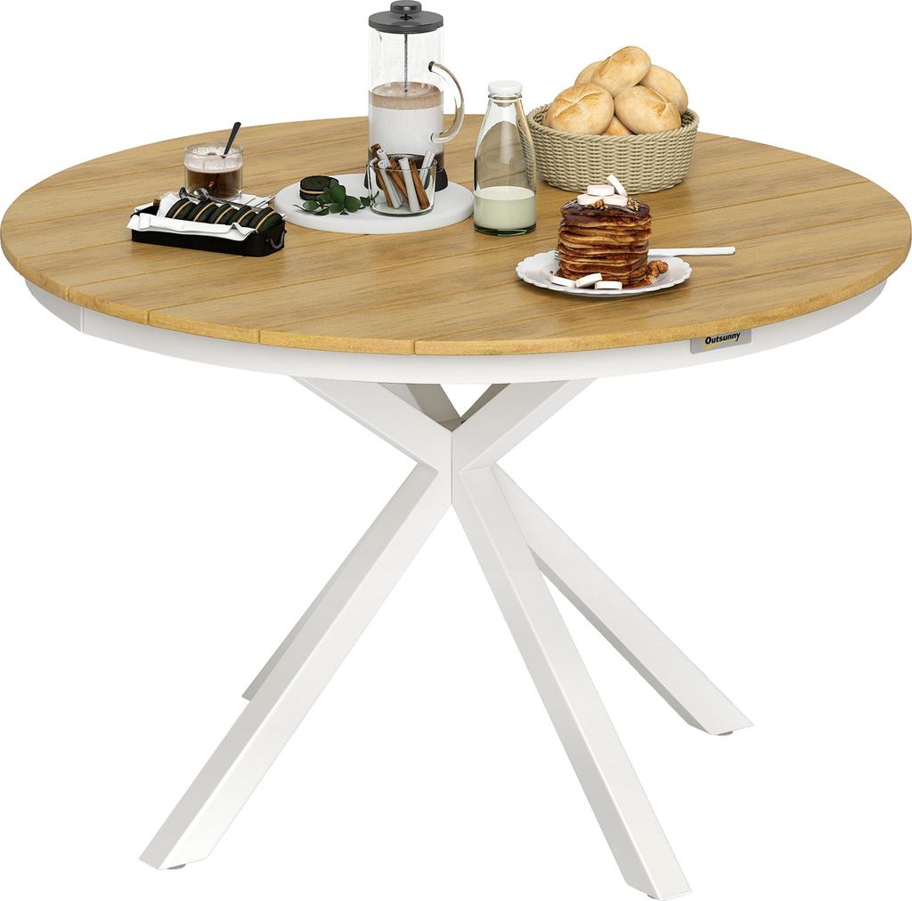 Outsunny Gartentisch Ø118cm, Wetterfest Balkontisch aus Produktbild 