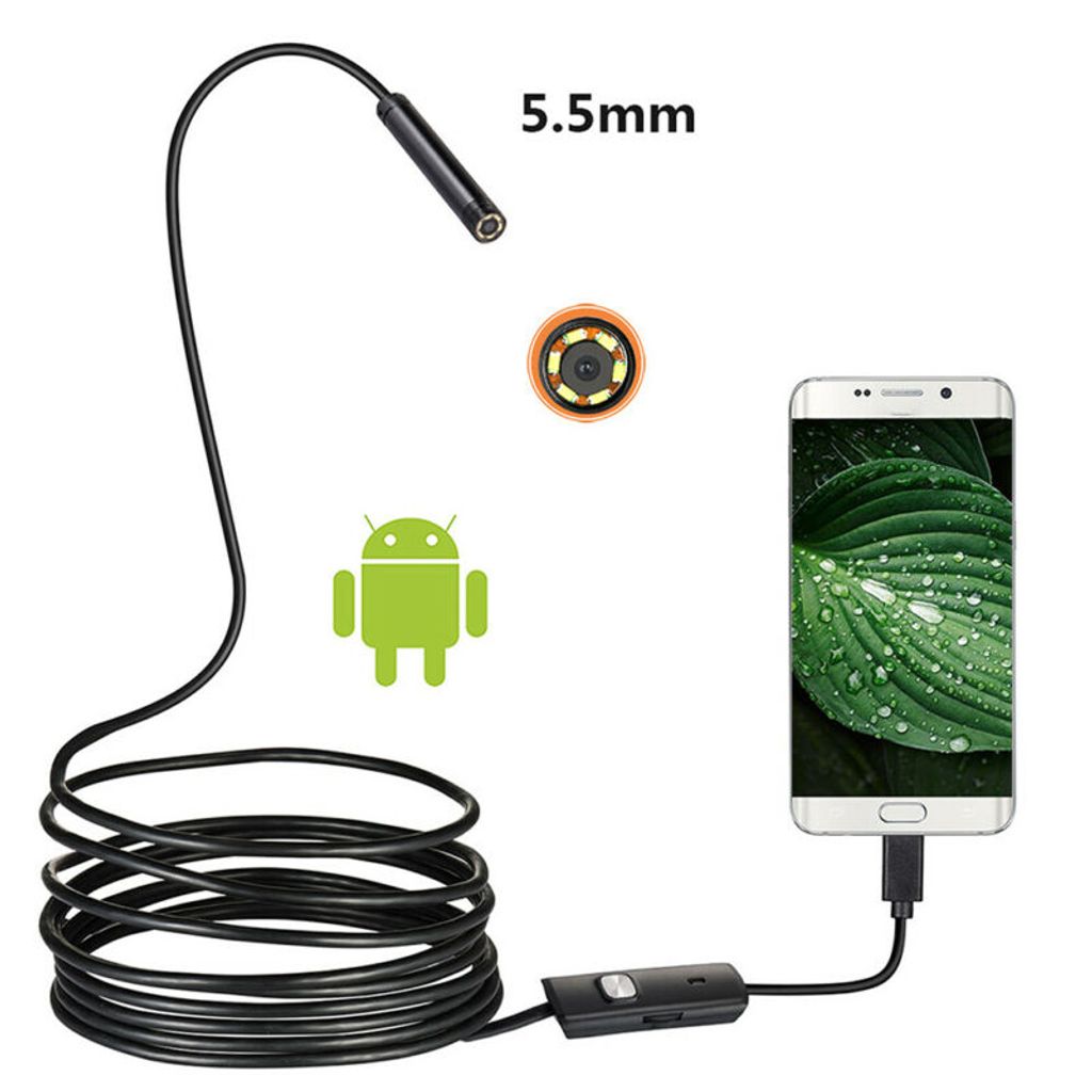 5,5mm 1/2M USB Endoskop Inspektion Kamera Hartes Kabel 6 LED für Handy Android. 
