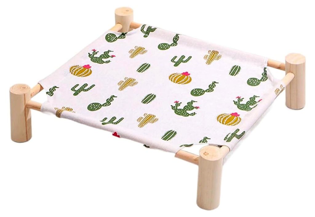 Hochbett für Katzen und Hunde, Atmungsaktive Katzenmatratze, Holzbett mit Anti-Rutsch und Waschbarem Mesh