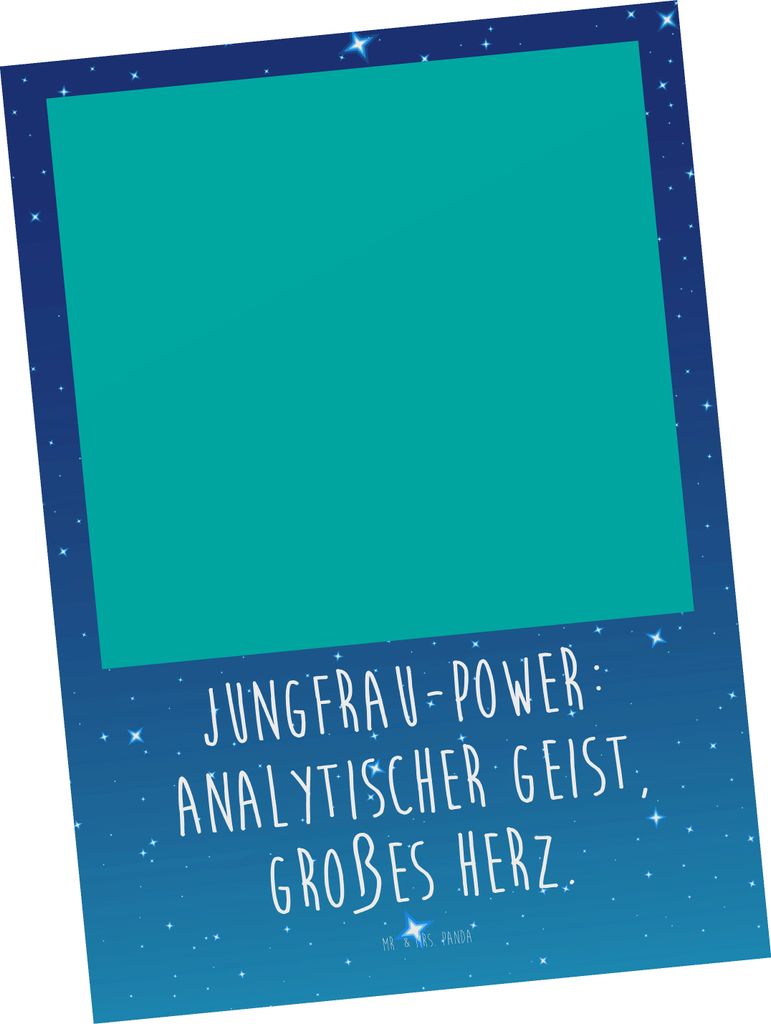 Mr. & Mrs. Panda Postkarte Jungfrau Astrologie - Sternenhimmel Blau - Geschenk, Sternzeichen, Postkarten, Tierkreiszeichen, Fotokarte, Geburtstagsg...