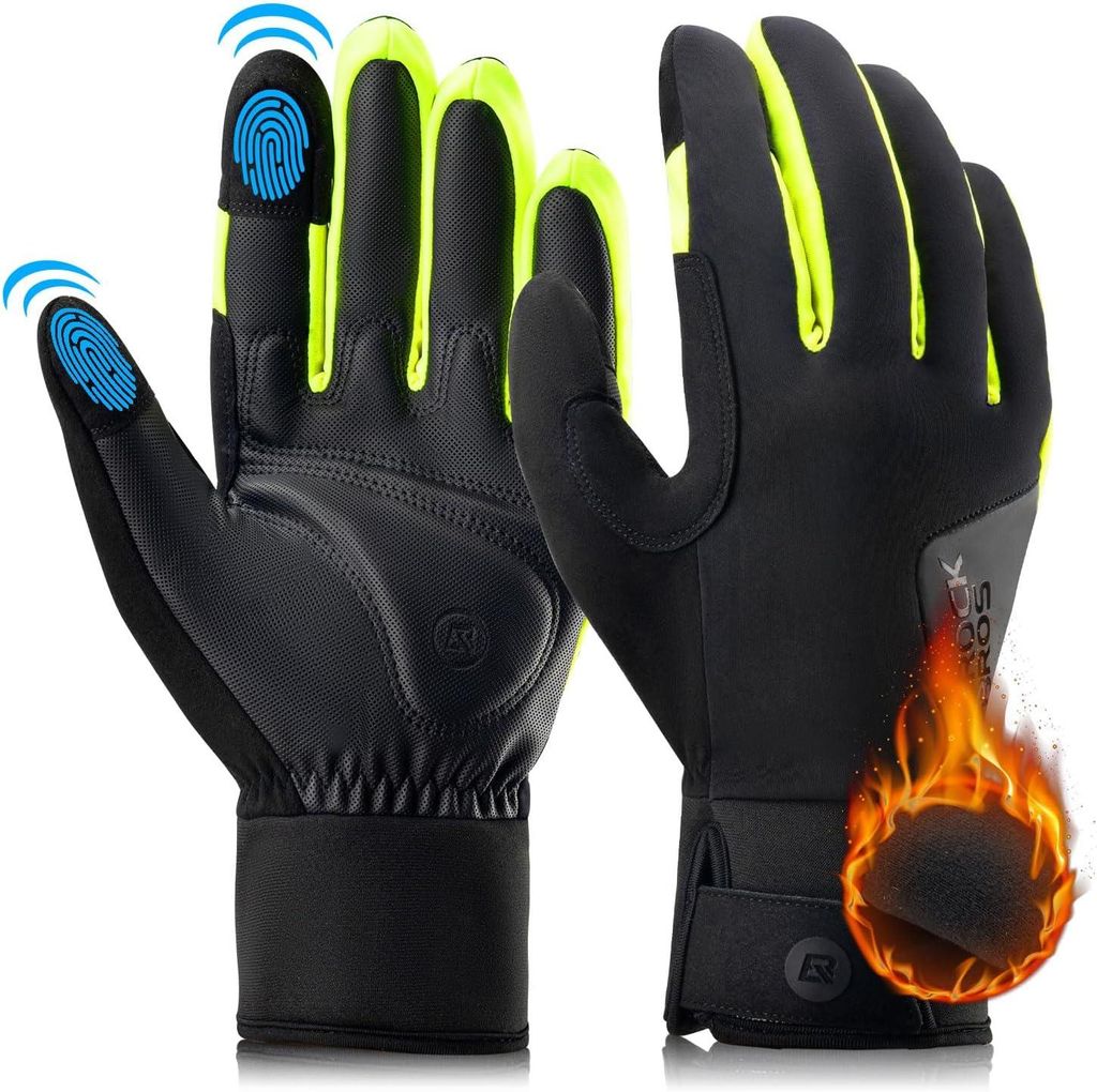 ROCKBROS Winterhandschuhe, Fahrrad Handschuhe Winter Touchscreen Thermohandschuh, Laufhandschuhe Winddichte rutschfest Skihandschuhe Herren Damen XL