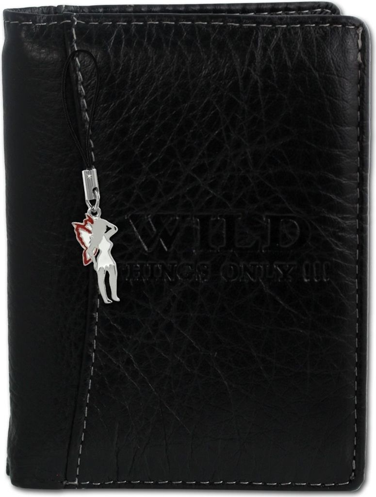 Wild Things Only Druckknopf Portemonnaie schwarz Leder OPJ113S