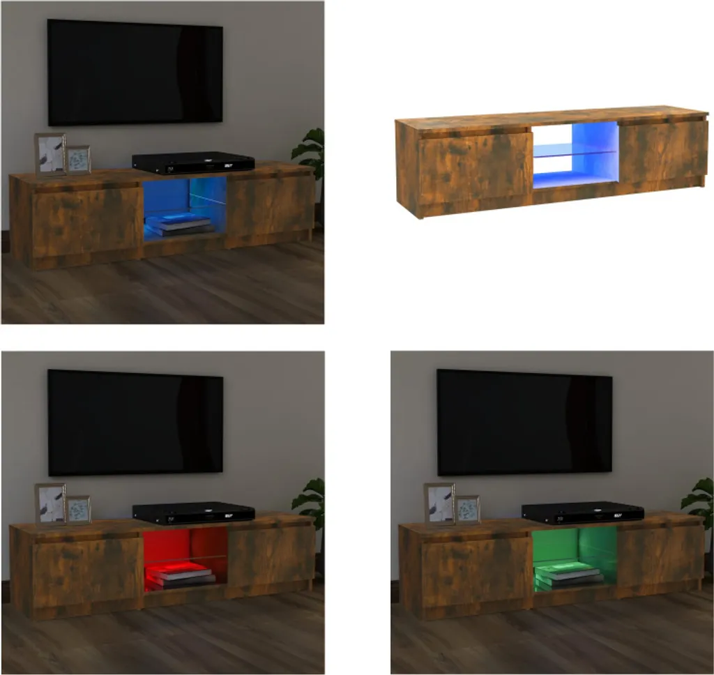 Meuble TV avec LED vidaXL chêne fumé 120x30x35,5 cm - Design moderne
