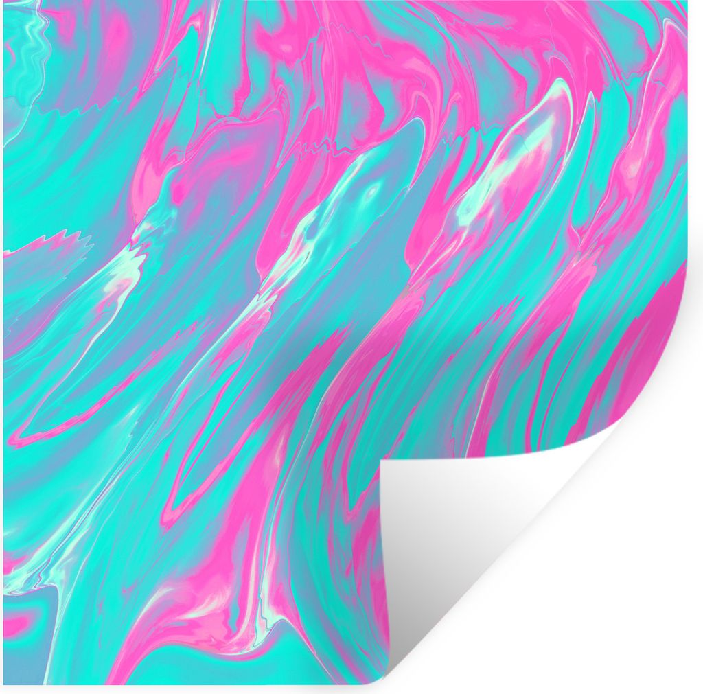 MuchoWow Wandtattoo Wandsticker Wandaufkleber Kunst - Rosa - Blau - Psychedelisch 30x30 cm Selbstklebend und Repositionierbar - Repositionierbar ...