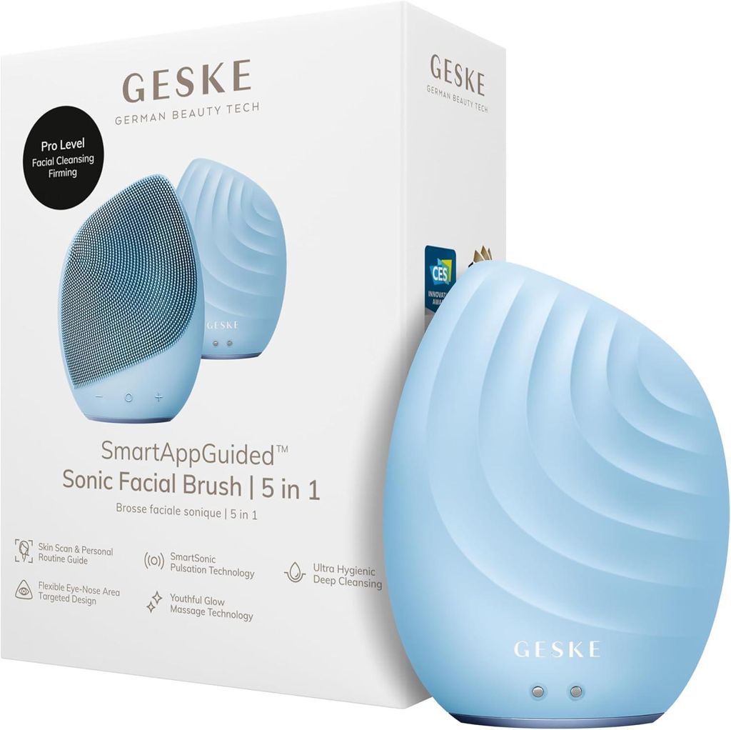 Elektrische Gesichtsreinigungsbürste 5 in 1 aus Silikon mit Smart App, Gesichtsmassage, Tiefenreinigung, Vibrationsfunktion, Hautpflege