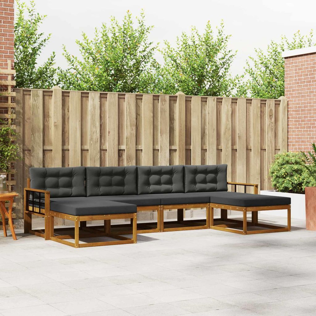 Outdoor-Sofagarnitur mit Kissen (6 pcs)- CLORIS - Natur und Anthrazit - Gartensofas C284