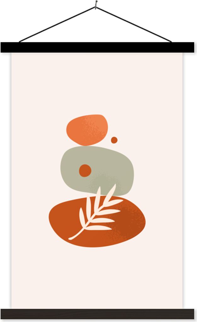 MuchoWow Textilposter Steine - Minimalismus - Sommer 40x60 cm mit schwarzem Rahmen - Wanddekorationen