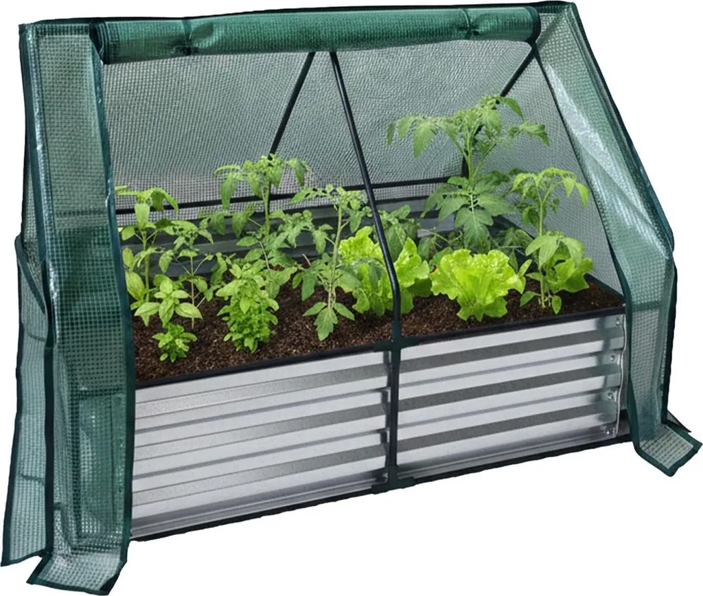 Potager surélevé avec bâche de serre en métal galvanisé - Modèle G75