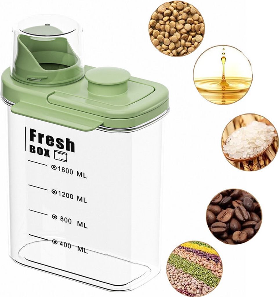 (Grün,2000ml)Vorratsdosen mit Deckel Tragbar Vorratsdose BPA frei Große Kapazität Aufbewahrungsbox Vorratsbehälter Mehrkorndose Mit Maßsta...