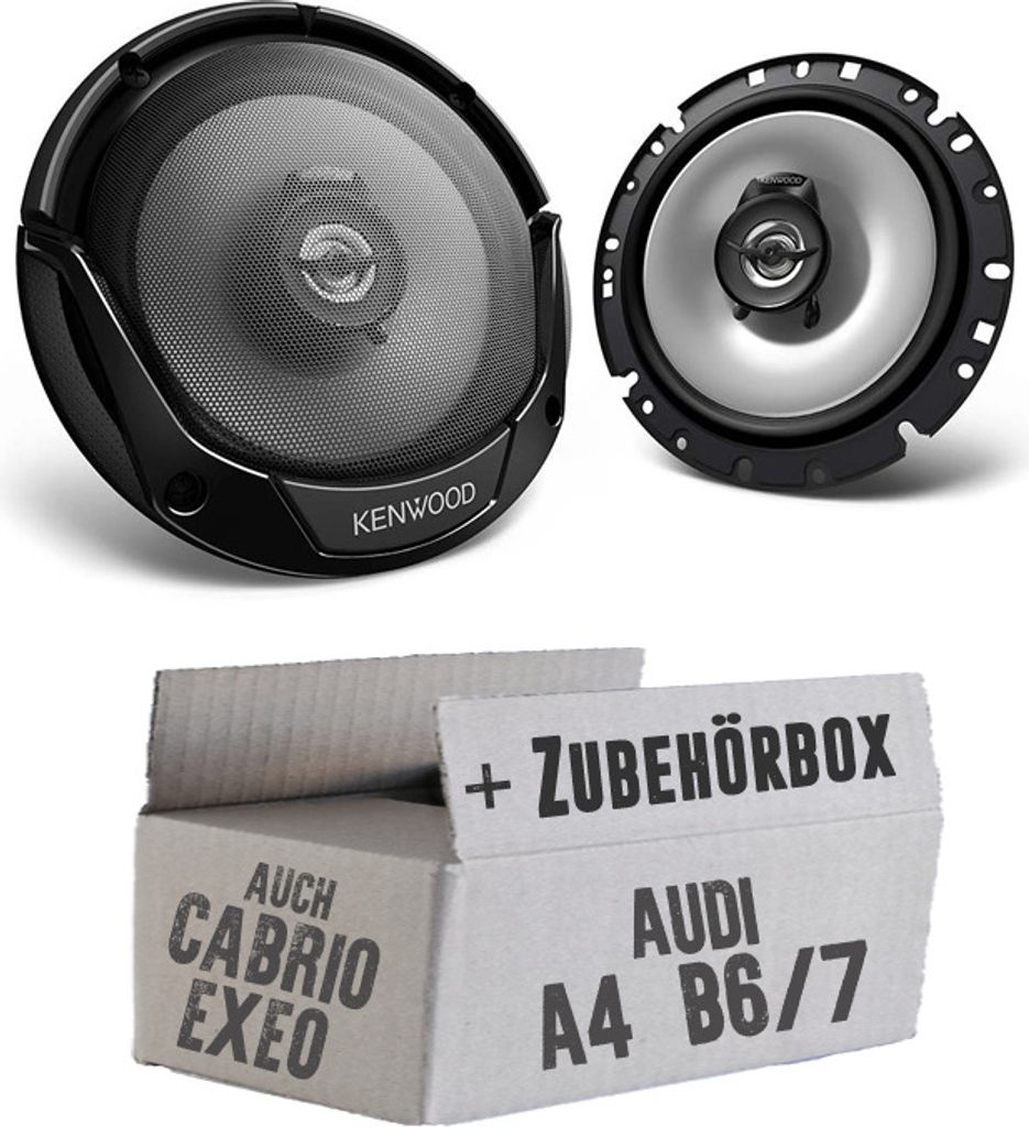 Lautsprecher Boxen Kenwood KFC-S1766 - 16,5cm 2-Wege Koaxialsystem Auto Einbausatz - Einbauset passend für Audi A4 B6/7 Seat Exeo - justSOUND