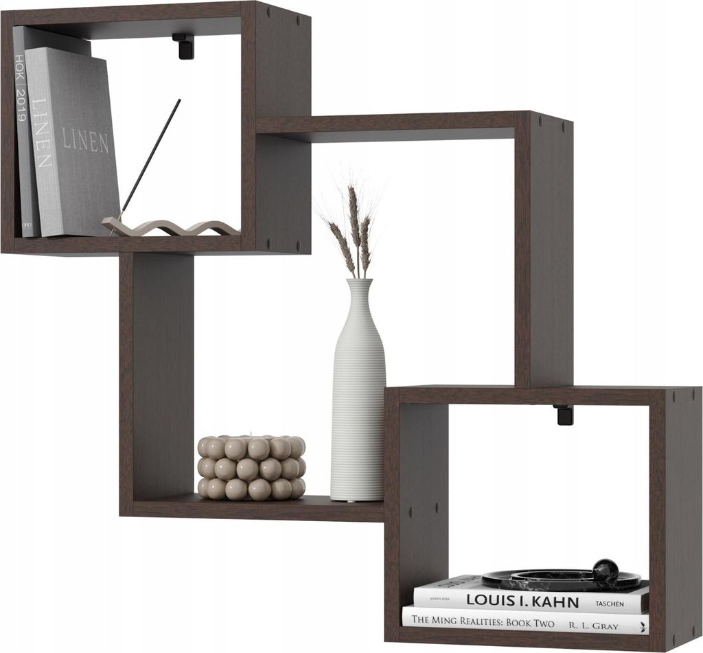 Wandregal Hängeregal Bücherregal 78x71 cm schwebendes Regal für Wohnzimmer Büro – Wenge