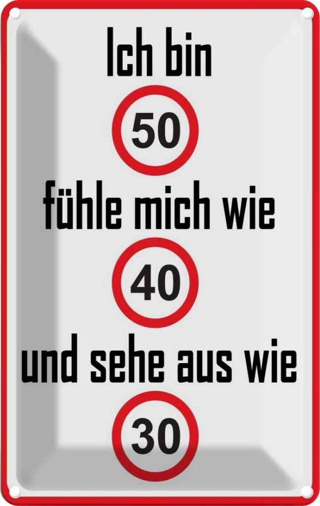 vianmo Blechschild 30x20 cm bin 50 sehe aus wie 30 Dekoration Spruch Zitat