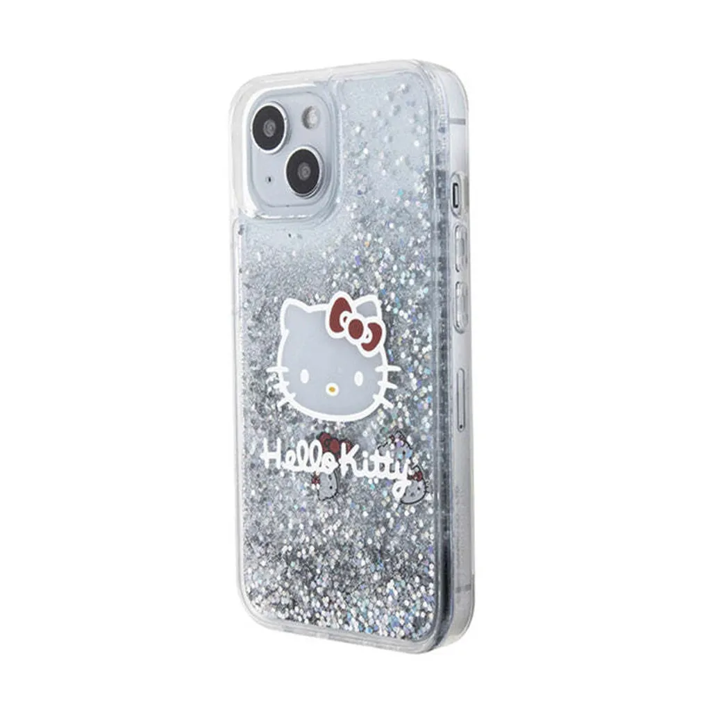 Hello Kitty Custodia iPhone 14/15/13 Argento Liquid Glitter Charms - 2