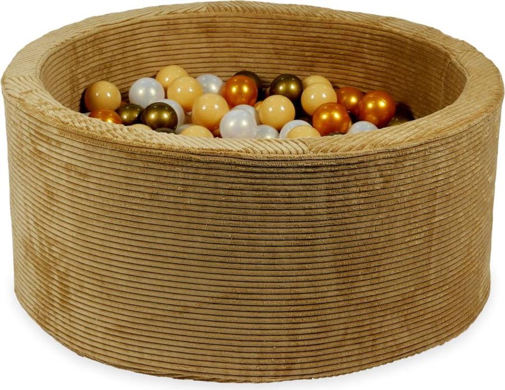 Trockenbecken 90x40 Cordsand mit Kugeln 300 Stück: Beige, Gold, Opaleszierend, Altgold