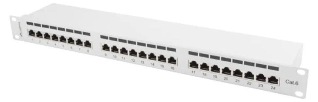Lanberg PPS6-1024-S, RJ-45, Cat6, Grau, Metall, Rackeinbau, Produktbild 