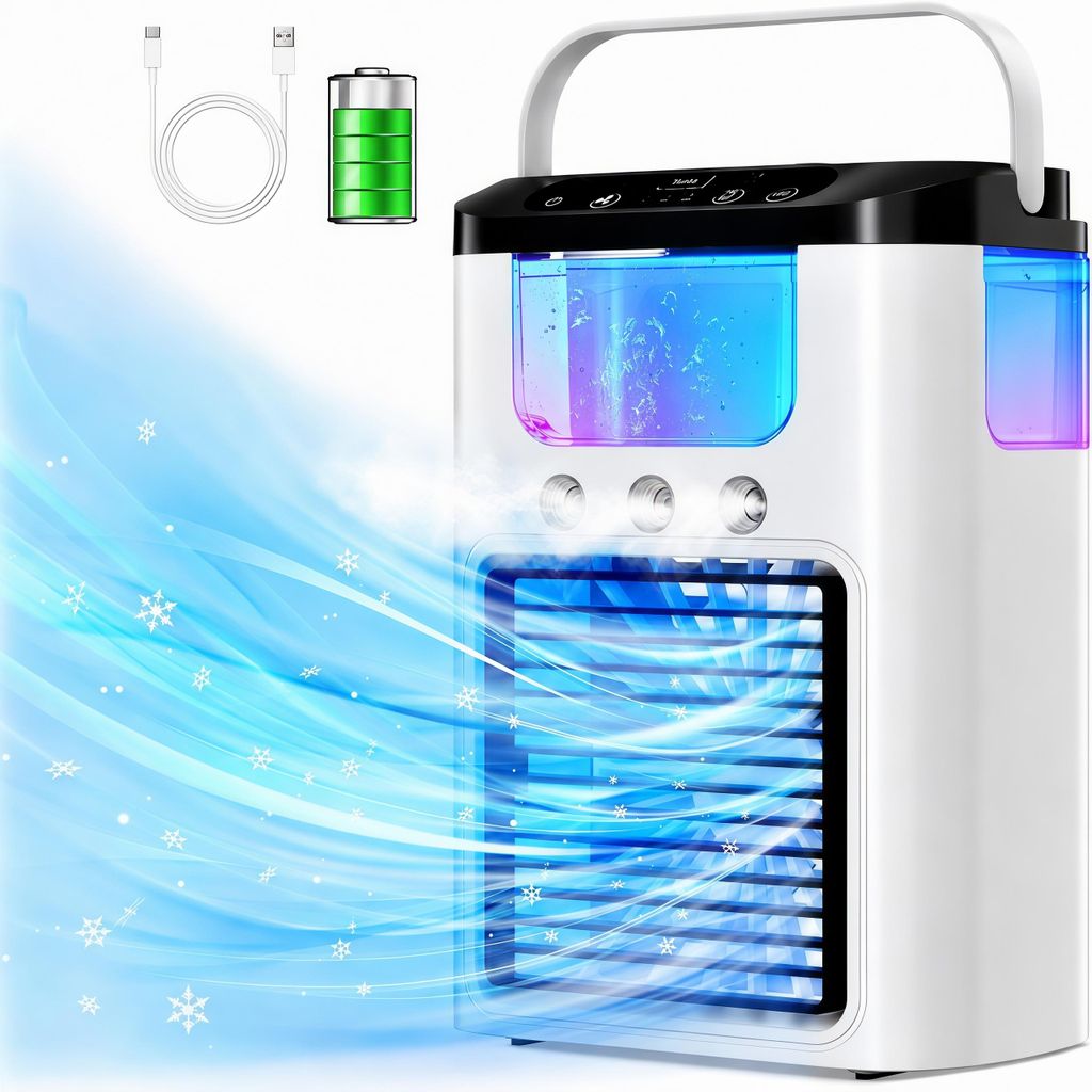 4-in-1 Mini Klimaanlage,RGB Luftkühler,Tragbare USB Produktbild 