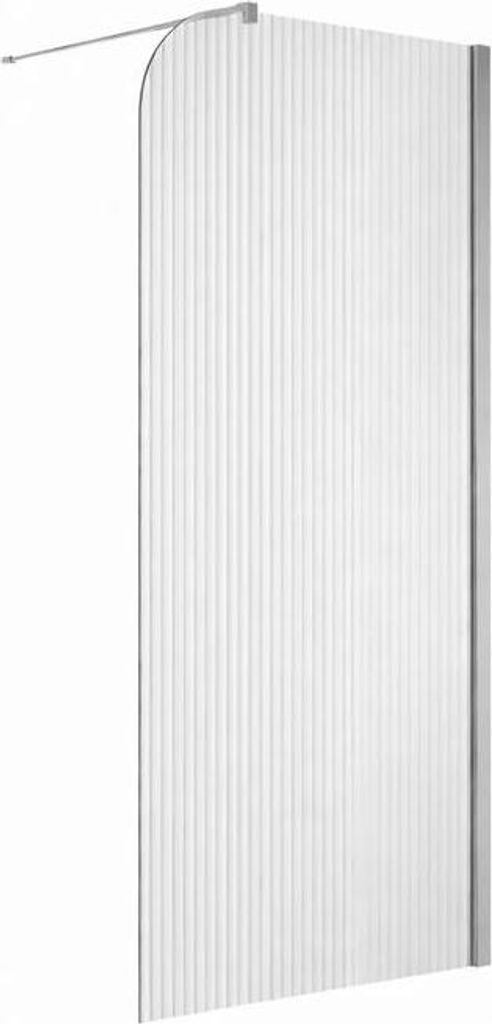 Geriffelte, begehbare Duschabtrennung - 110 x 195 cm - Chrom - Rechts - LUCIA