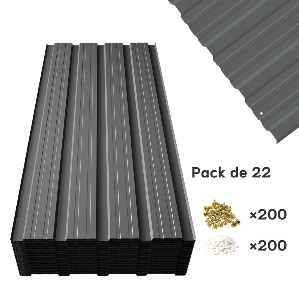 GIHAUVIA 22x tôle trapézoïdale 108cm x 42.6cm = 10.12 tôle Image du produit 