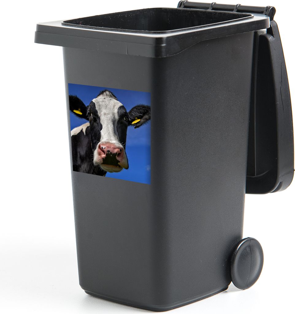 MuchoWow Mülltonnenaufkleber Kuh - Blau - Tiere 40x40 cm - Abfall-Aufkleber - Container - für Abfallcontainer
