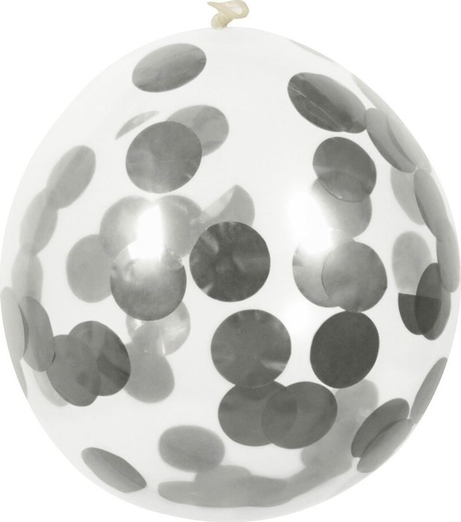 5 Party Deko Helium Luft Konfettiballons - silber