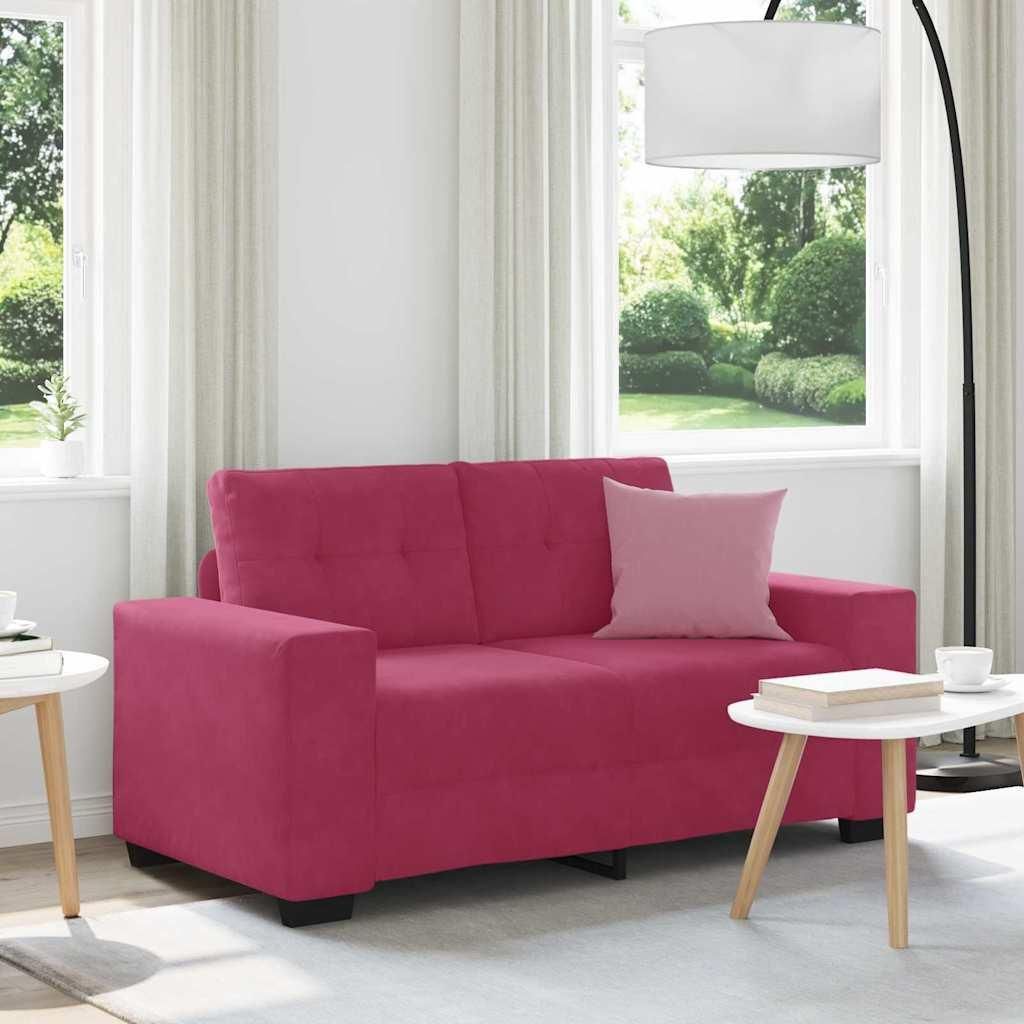 BEI CLORIS Zweisitzer-Sofa Weinrot 120 cm Samt - Klassische Sofas Neu5343980 1parcel