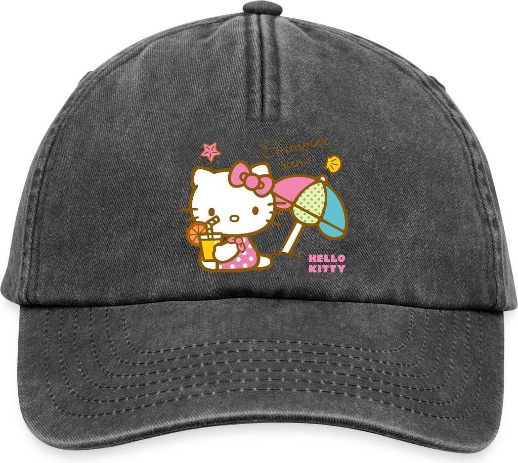 Spreadshirt Hello Kitty Am Strand Summer Sun Vintage Cap, One size, Vintage Schwarz