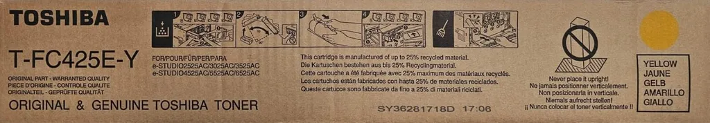 Évitez les pannes avec le toner jaune Toshiba T-FC425EY 38 000 pages