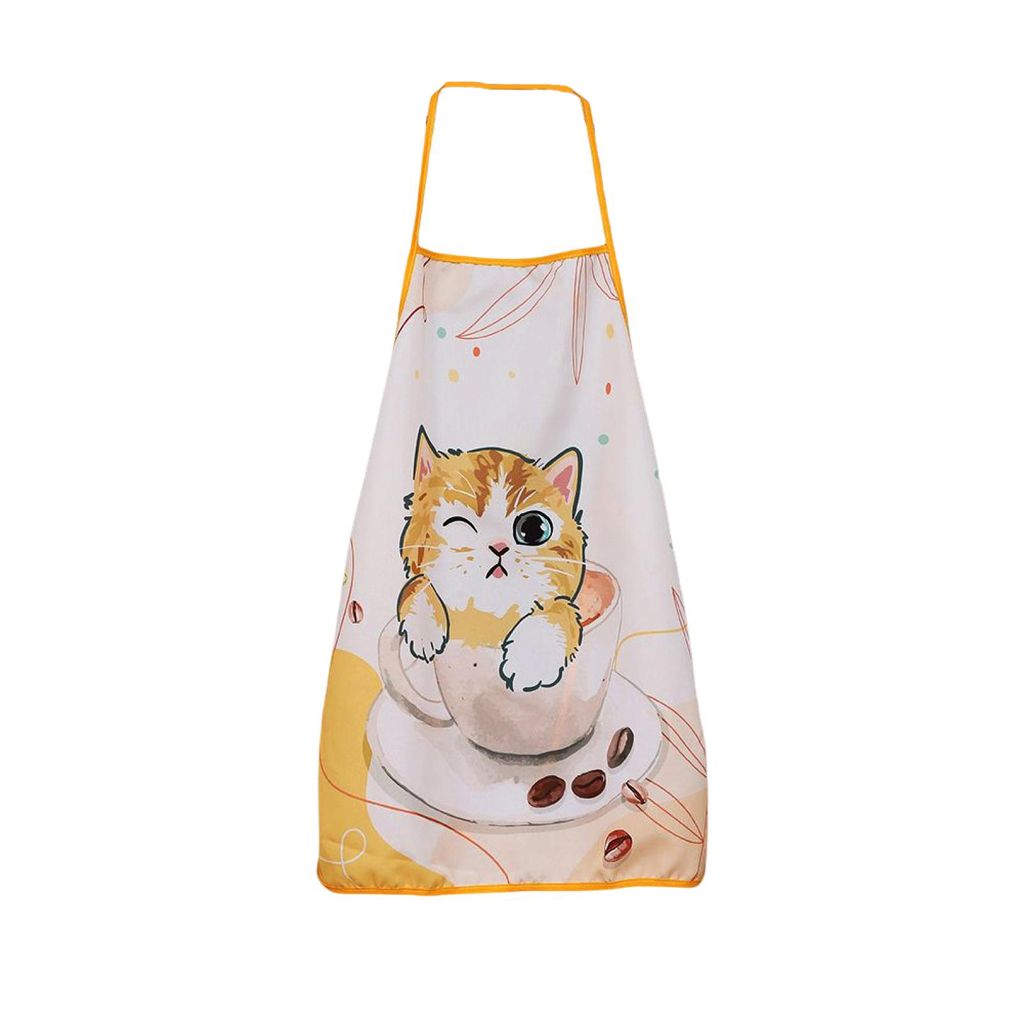 Schürze süße Cartoon Katze Schürze Leinen Kinder Familienspiel ärmellose Schürzen Haushalt Küche Schürze Haushaltsvorräte-Kaffee