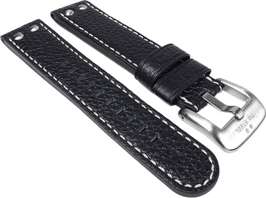 TW STEEL Marken Ersatzband Leder Band 22mm schwarz XL TW22 TW1 TW5 TW6