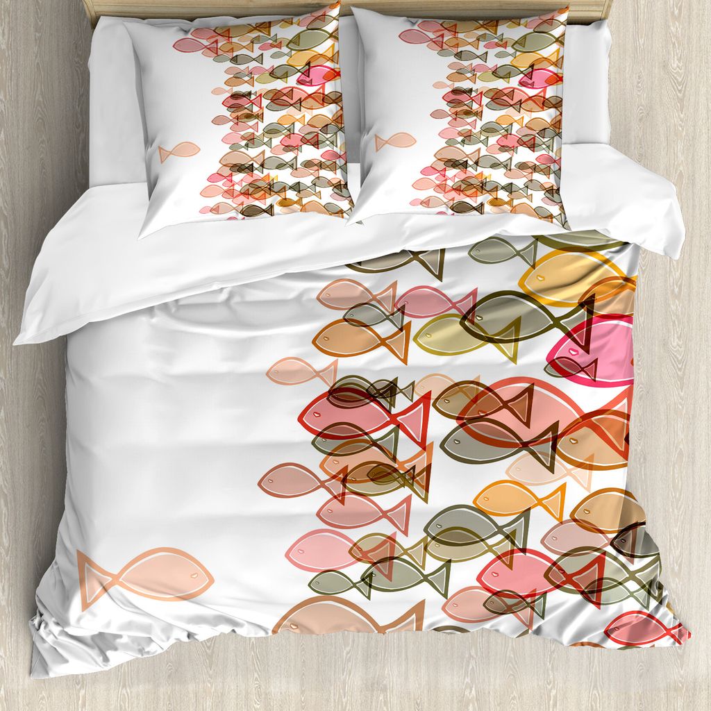 ABAKUHAUS Nautisch Bettbezug, Flock Andere Facing, Milbensicher Allergiker geeignet mit Kissenbezügen, 155 cm x 220 cm - 80 x 80 cm, Mehrfarbig