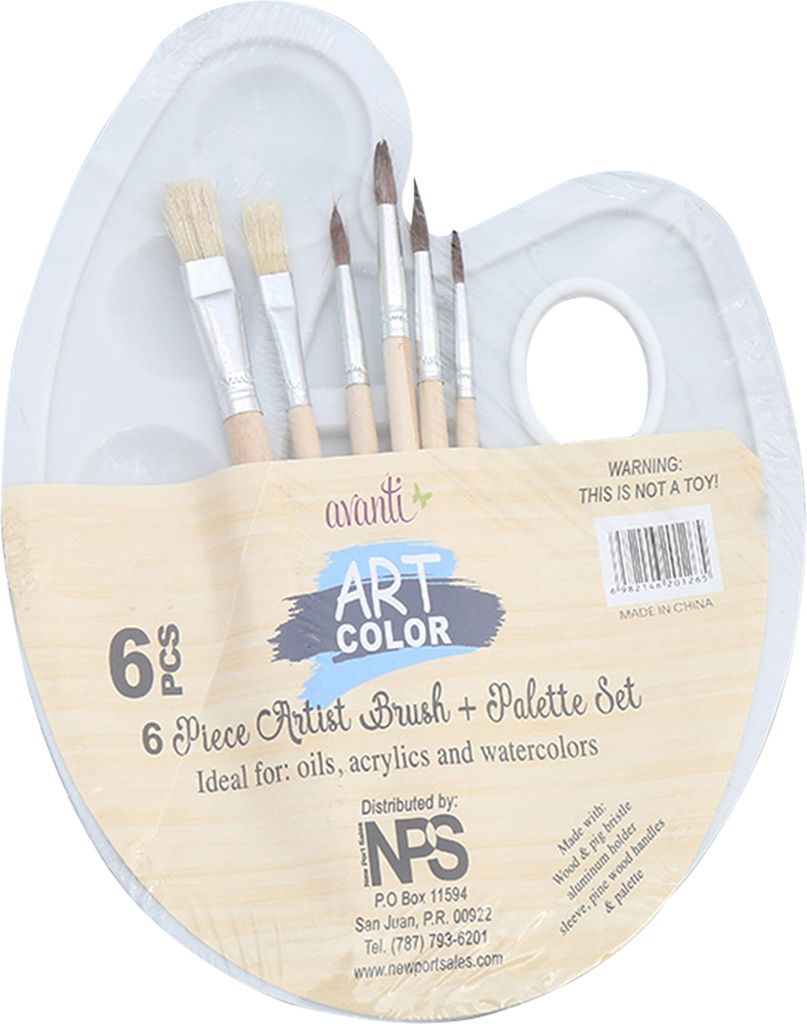 6pcs Farbe Pinsel und 1pc Palette Tray Set für Kinder Erwachsene Aquarell Öl Acryl Gouache Kunst Malerei Zubehör