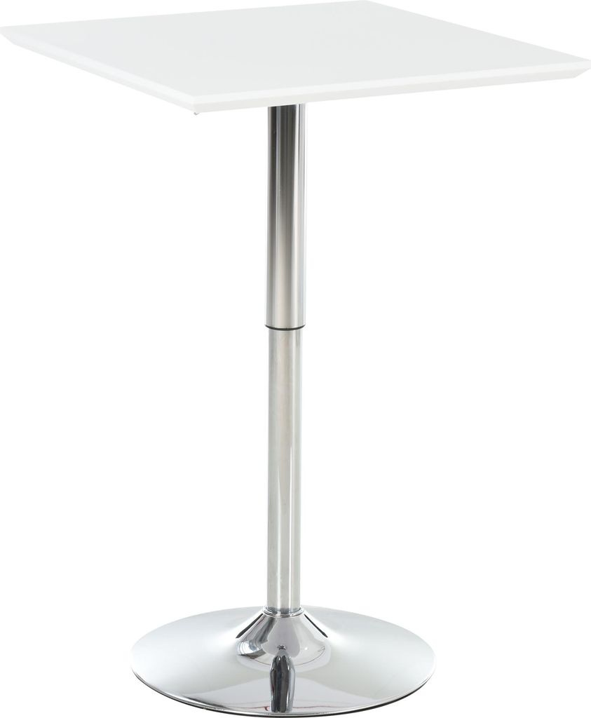 Bartisch Bistrotisch Pub Höhenverstellbarer Quadratischer Stehtisch Tisch Stahl Weiß 60 x 60 x 69-92 cm