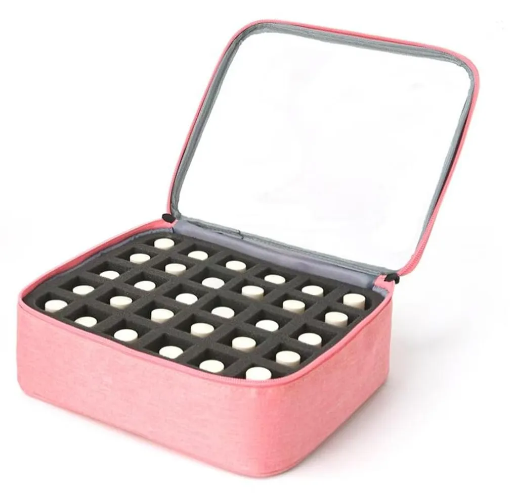 Rangement vernis à ongles et huiles essentielles rose 30 flacons