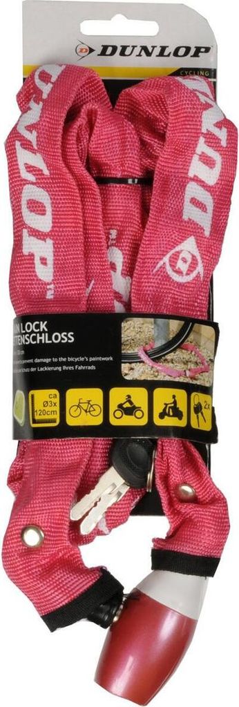 Dunlop Fahrradschloss Kette 120Cm Lang - Rosa Produktbild 