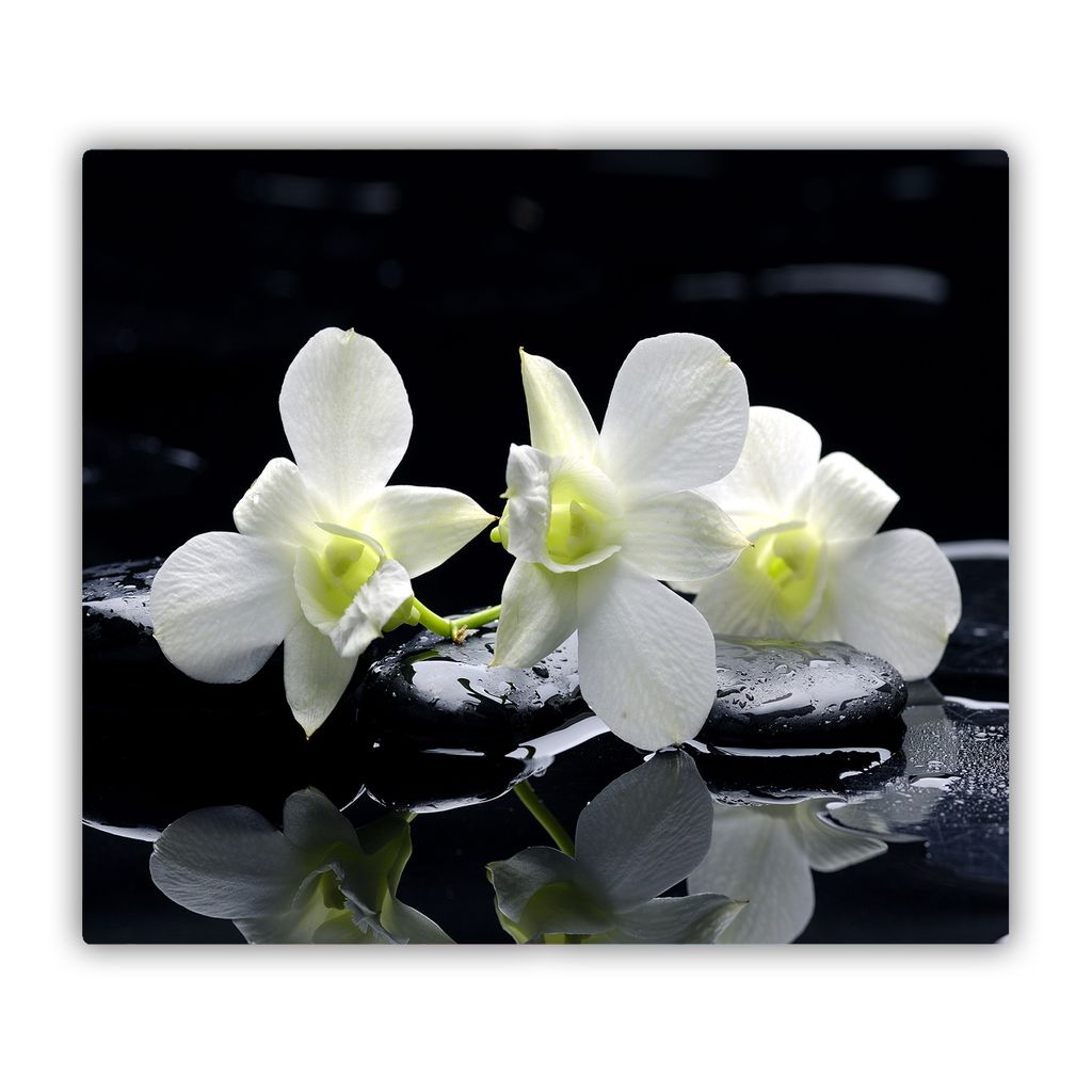 Herdabdeckplatten Ceranfeldabdeckung Spritzschutz 60x52 Blumen Blau Orchidee