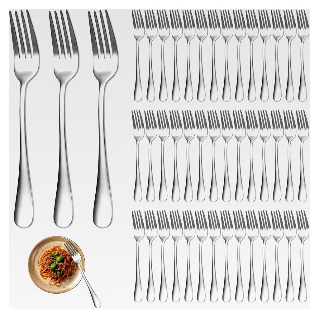48 Stück Edelstahl Gabeln Set, 20,7 cm, Tafel- und Dessertgabeln, polierte Gabeln für Haushalt, Küche und Restaurant, spülmaschinenfest