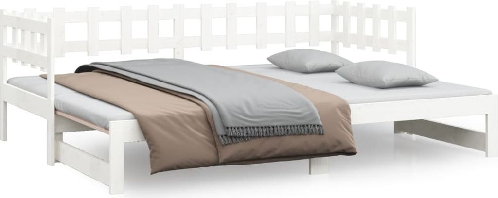 vidaXL Letto da giorno allungabile bianco 2x(90x200) cm in Immagine del prodotto 
