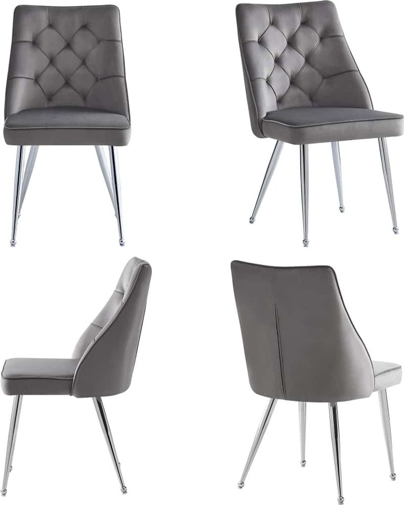 AIORBER Esszimmerstuhl, 4er-Set, Samt, silberne Metallbeine, Schaumstoffsitzkissen, einzigartiges Design, für Wohnzimmer, Esszimmer, 50x60x87 cm, ...