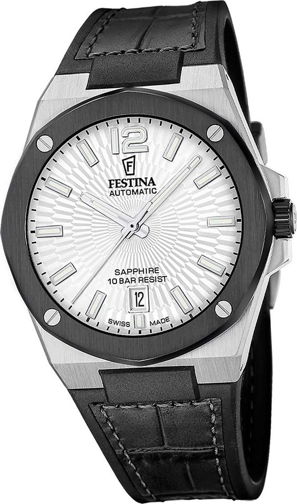 Festina Herrenuhr Automatik Armbanduhr Leder schwarz D2UF22005/1