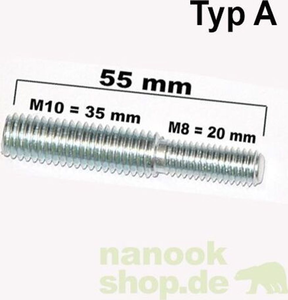 Gewindeadapter M8 / M10 - 55 mm - Typ A Produktbild 