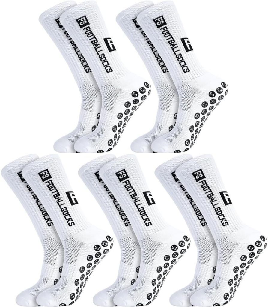 5 Paar Fußball Socken, Sportsocken 38-46 Anti Rutsch Grip Fussball Socken Rutschfeste Fußballsocken für Herren Damen Fussball Basketball Laufen