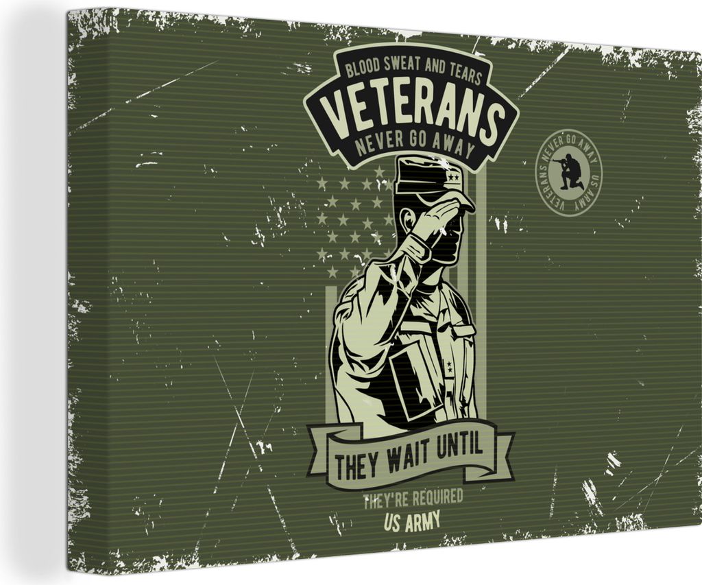 OneMillionCanvasses - Leinwandbilder - 150x100 cm, Vintage - Armee - Fahne, Wandbilder Kunstdruck Wanddekoration