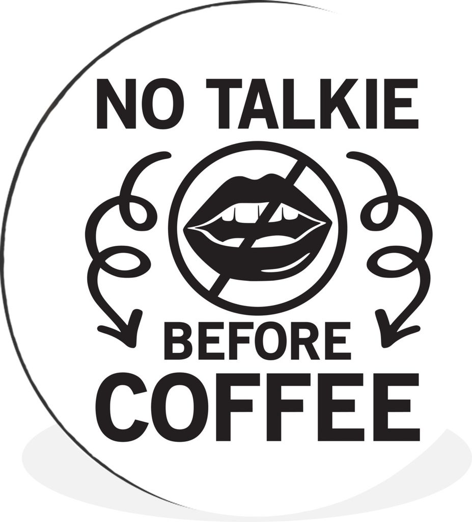 MuchoWow Aluminium Wandkreis Kein Gespräch vor dem Kaffee - Sprichwörter - Kaffee - Zitate Ø 90 cm Wanddeko Modern Wohnzimmer - Mauerkreis - W...
