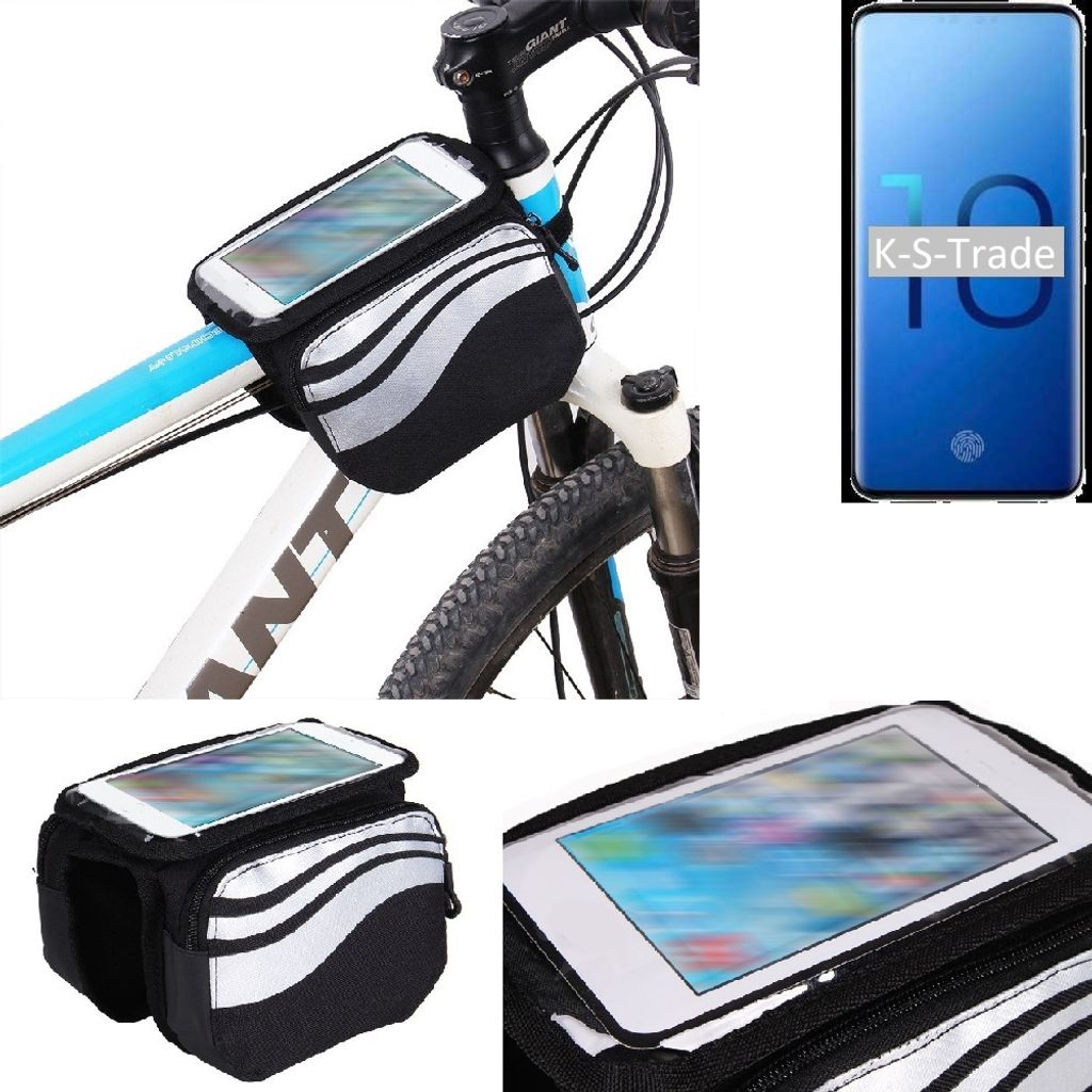 K-S-Trade Rahmentasche Fahrrad-Halterung kompatibel mit Samsung Galaxy S10+ Rahmenhalterung Fahrrad Handyhalterung Fahrradtasche Handy Smartphone