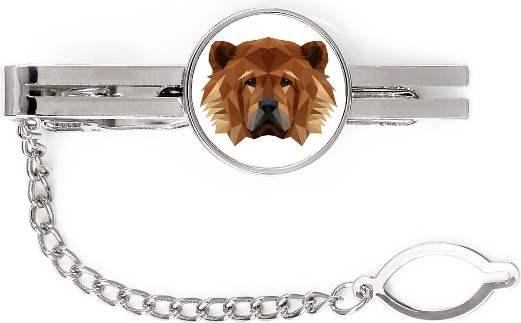 Chow Chow - geometrische Krawattennadel mit Bild und Schriftzug von Art-Dog