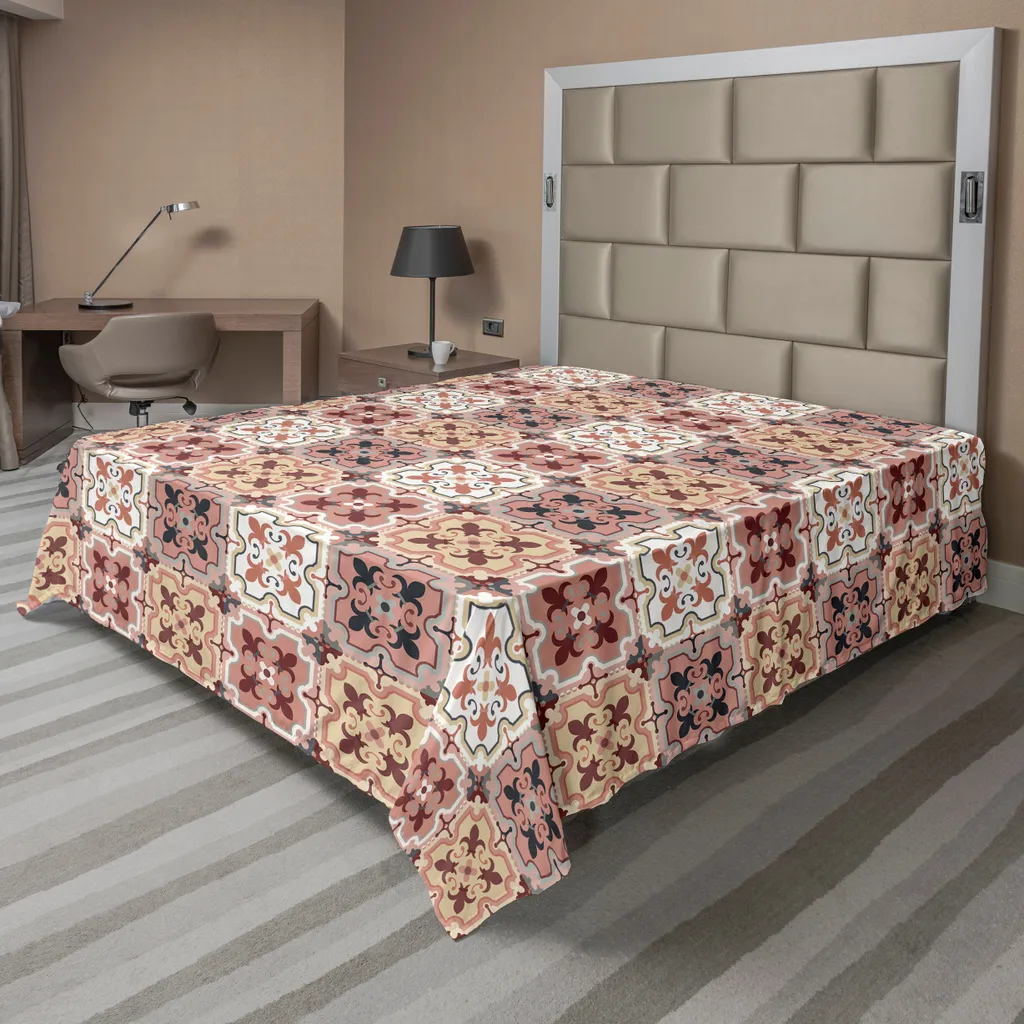 Linge de Lit Décoratif Doux Drap Vert Motif Vintage 266x260 cm Salon